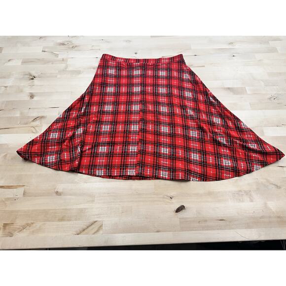 ASOS Academia Women’s Red Plaid Midi Skirt - Size 12 Clueless Preppy - Picture 3 of 7